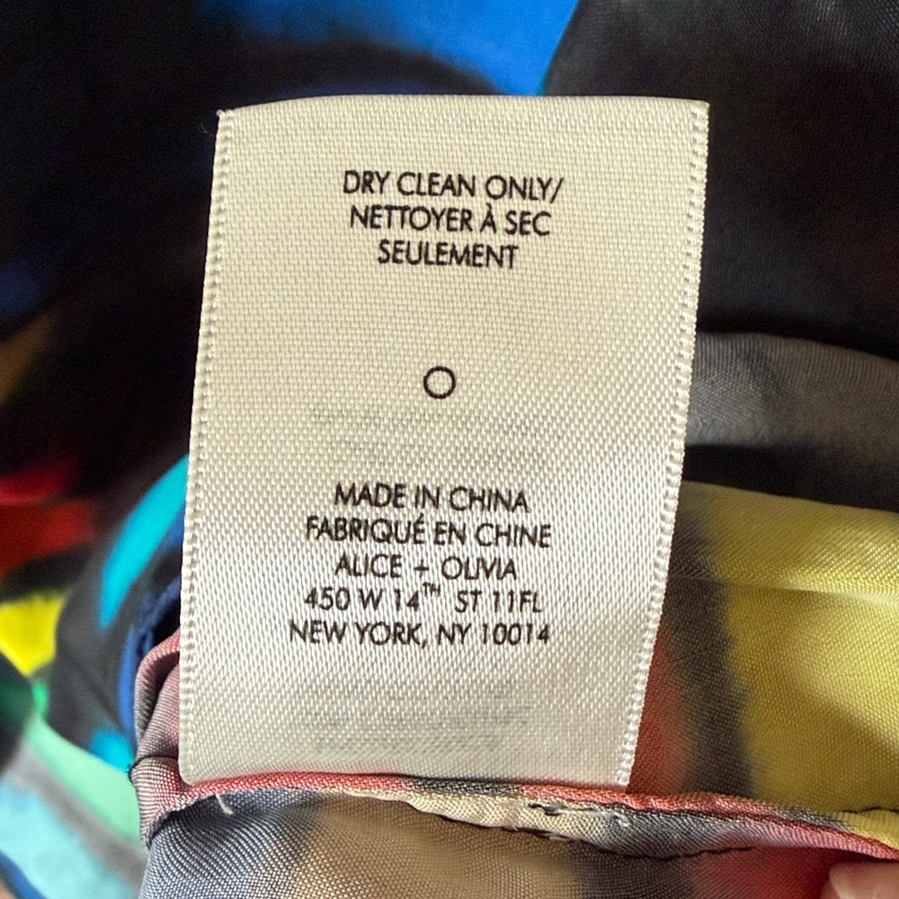 Alice + Olivia Rainbow Block Tie Dye Mini Shirtdress Medium Black Multicolor - Picture 8 of 9